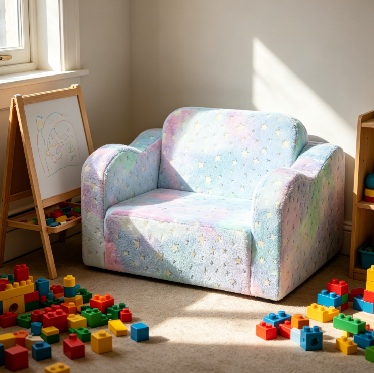 Colourful Stars Fold Out Toddler Sofa Bed